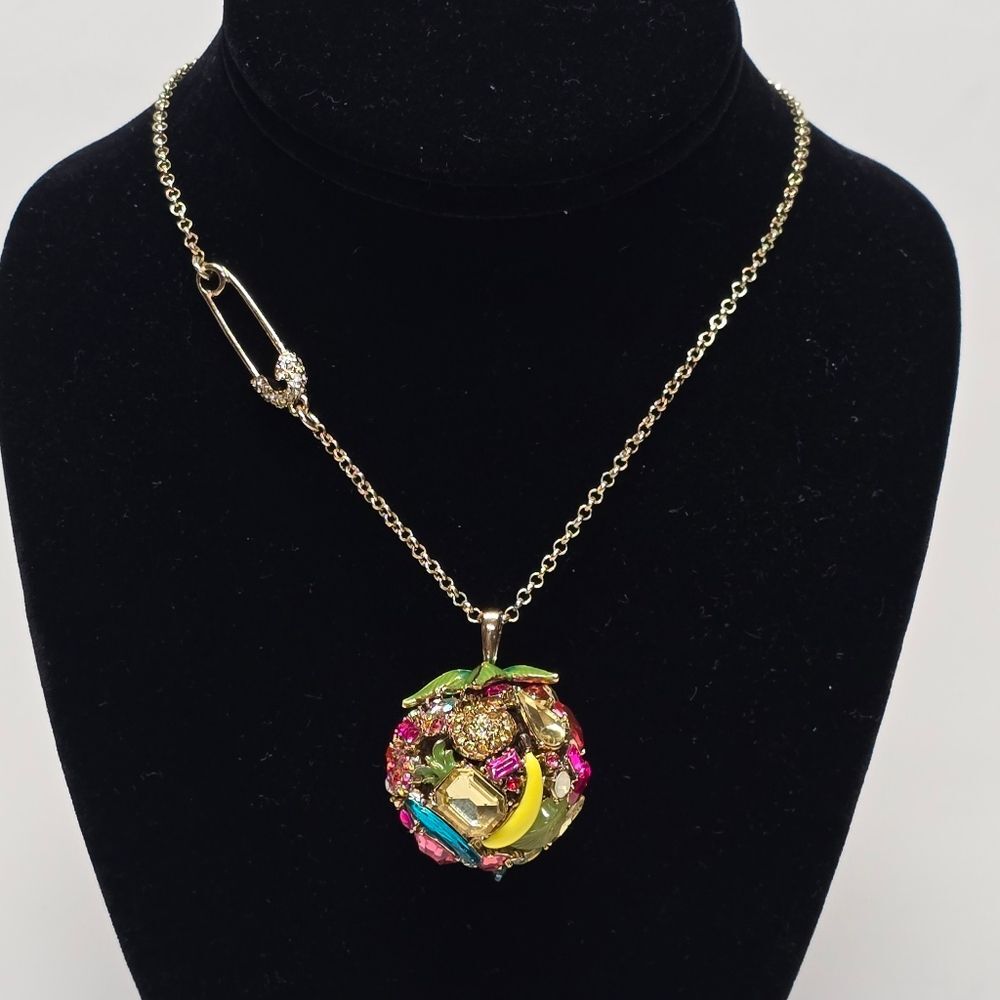 Betsy Johnson “Calypso” Fruit Ball Sparkling Pendant Necklace Vintage Y2K Summer